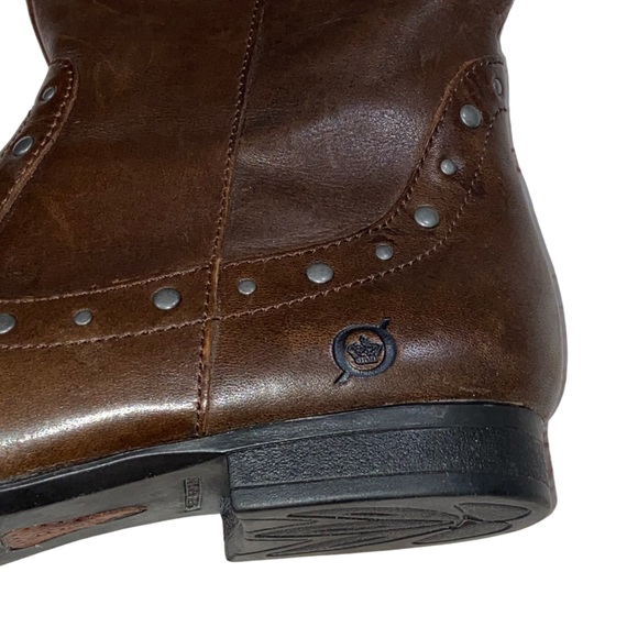 BORN Lizzie Western-Inspired Studded Genuine Leather Brown Boots - Women Size 8 - Picture 11 of 16